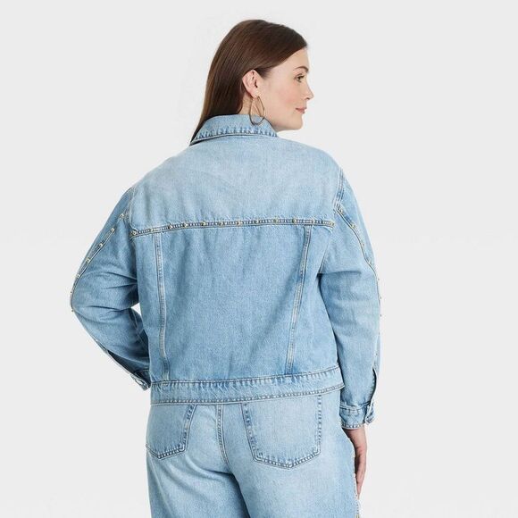 Universal Thread - Women's Studded Denim Trucker Jacket - Universal T Blue - Picture 2 of 4